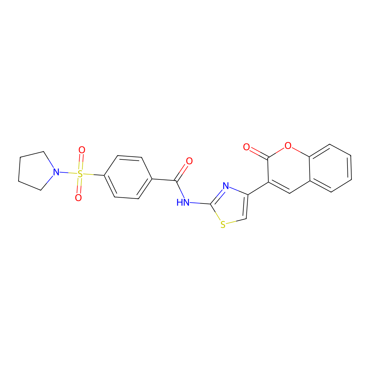 N-(4-(2-oxo-2H-chromen-3-yl)thiazol-2-yl)-4-(pyrrolidin-1-ylsulfonyl)benzamide molecular structure, CAS 477547-26-5