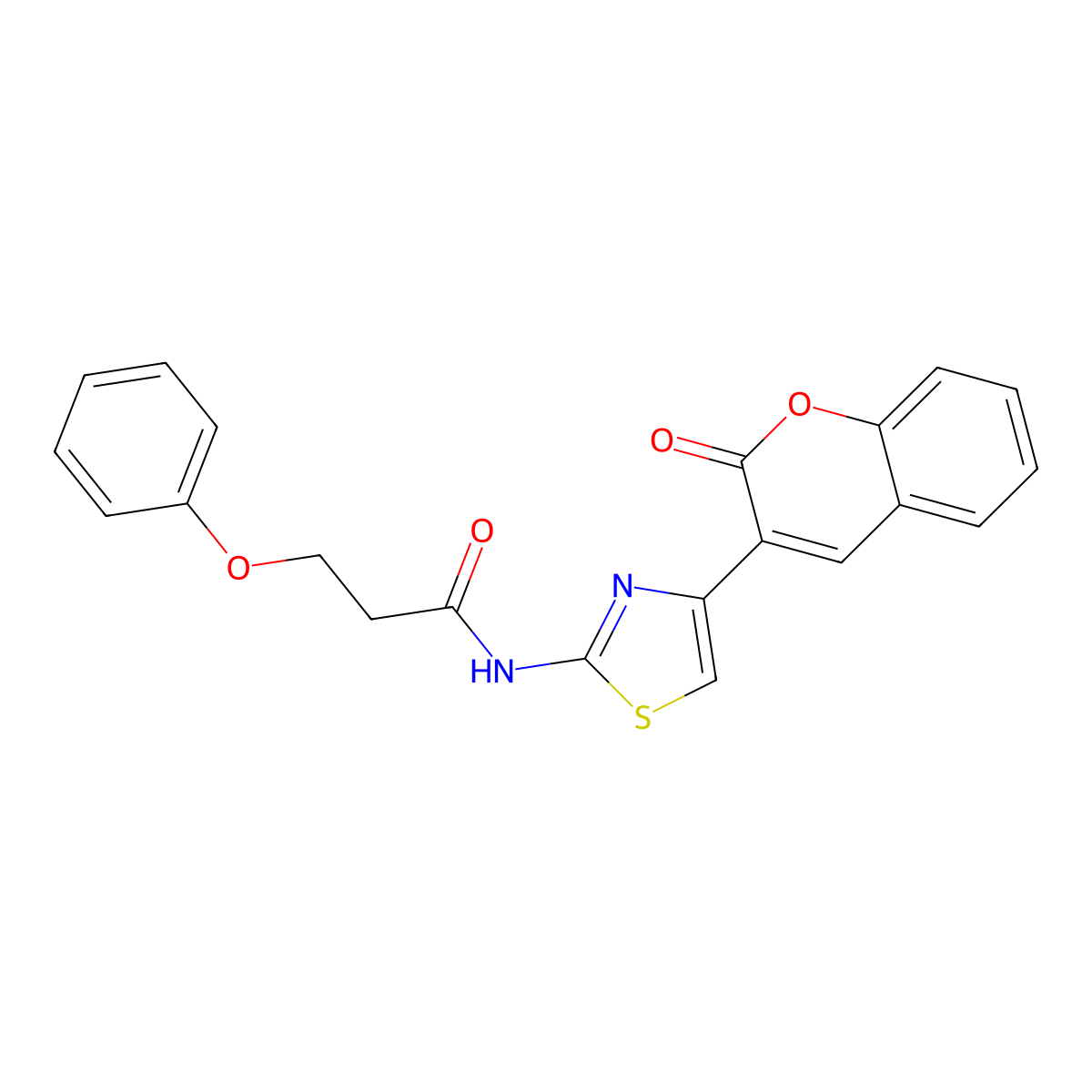 N-(4-(2-oxo-2H-chromen-3-yl)thiazol-2-yl)-3-phenoxypropanamide molecular structure, CAS 477547-32-3