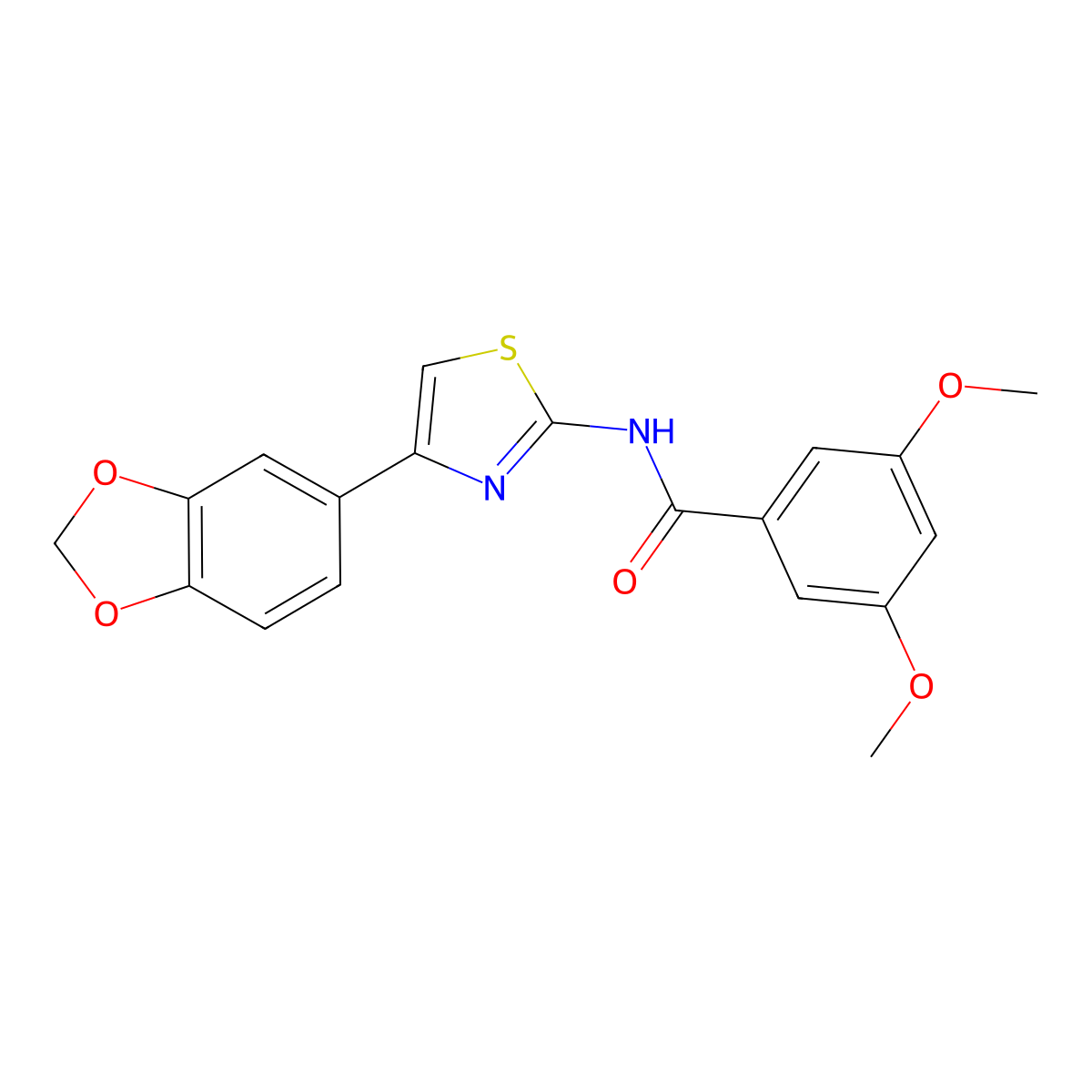 N-(4-(benzo[d][1,3]dioxol-5-yl)thiazol-2-yl)-3,5-dimethoxybenzamide molecular structure, CAS 477547-35-6