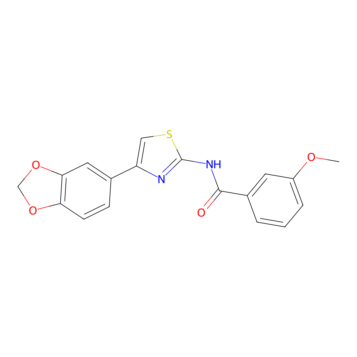N-(4-(benzo[d][1,3]dioxol-5-yl)thiazol-2-yl)-3-methoxybenzamide molecular structure, CAS 477547-44-7