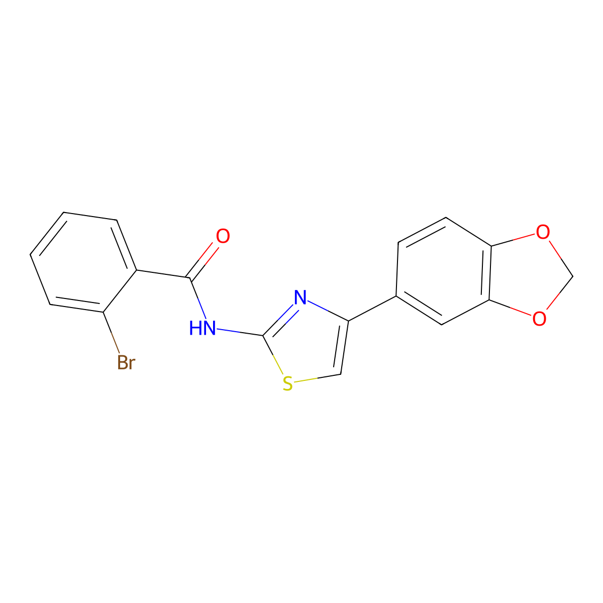 N-(4-(benzo[d][1,3]dioxol-5-yl)thiazol-2-yl)-2-bromobenzamide molecular structure, CAS 477547-50-5