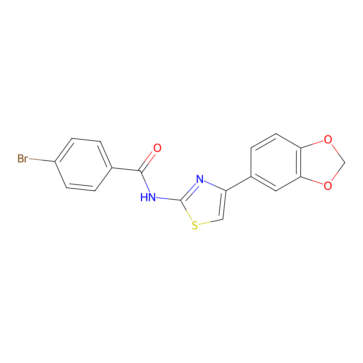 N-(4-(benzo[d][1,3]dioxol-5-yl)thiazol-2-yl)-4-bromobenzamide molecular structure, CAS 477547-51-6