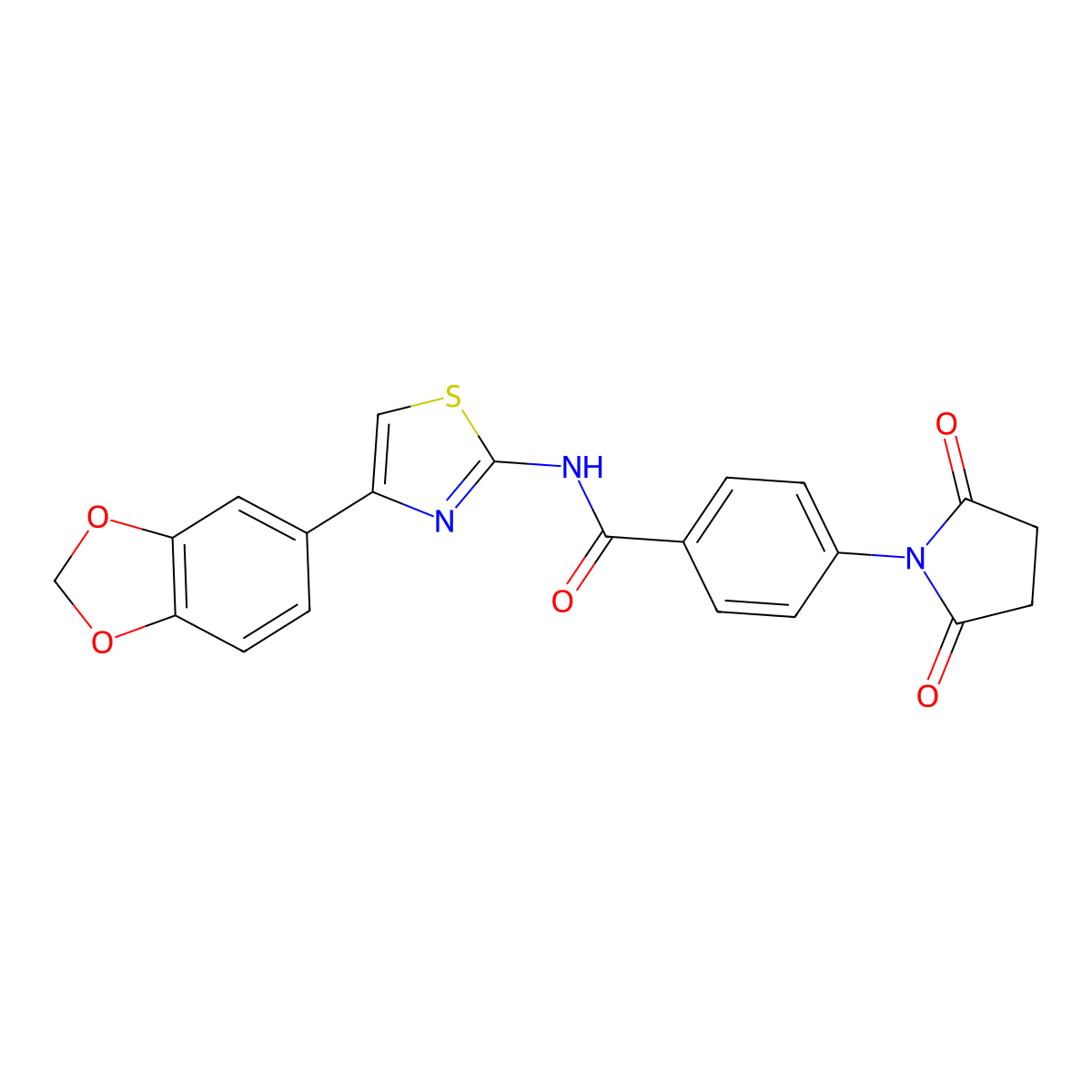 N-(4-(benzo[d][1,3]dioxol-5-yl)thiazol-2-yl)-4-(2,5-dioxopyrrolidin-1-yl)benzamide molecular structure, CAS 477547-52-7