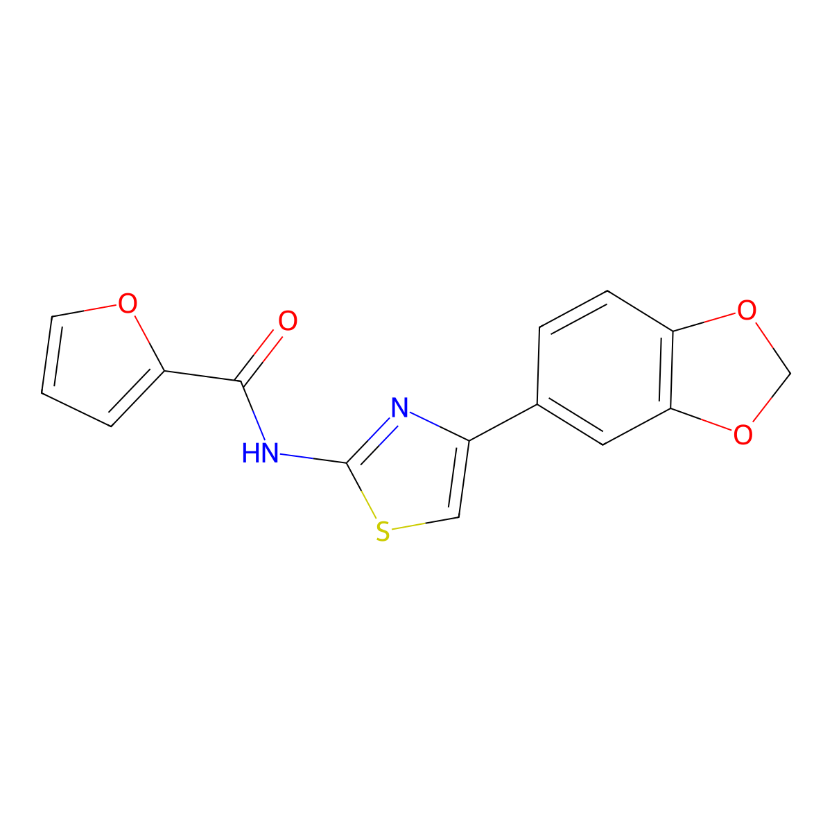 N-(4-(benzo[d][1,3]dioxol-5-yl)thiazol-2-yl)furan-2-carboxamide molecular structure, CAS 477547-53-8