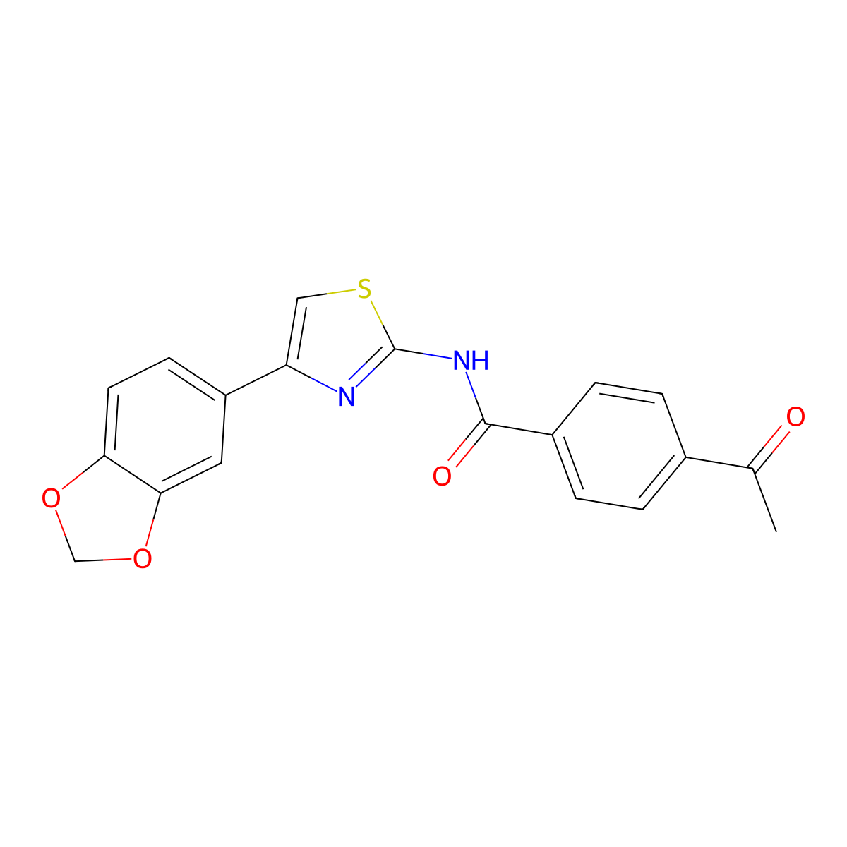 4-acetyl-N-(4-(benzo[d][1,3]dioxol-5-yl)thiazol-2-yl)benzamide molecular structure, CAS 477547-56-1