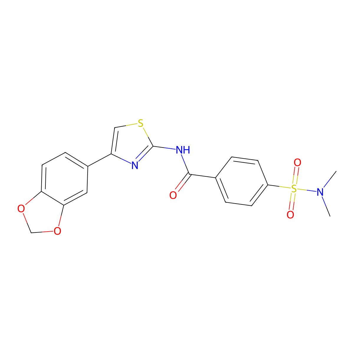 N-(4-(benzo[d][1,3]dioxol-5-yl)thiazol-2-yl)-4-(N,N-dimethylsulfamoyl)benzamide molecular structure, CAS 477547-58-3