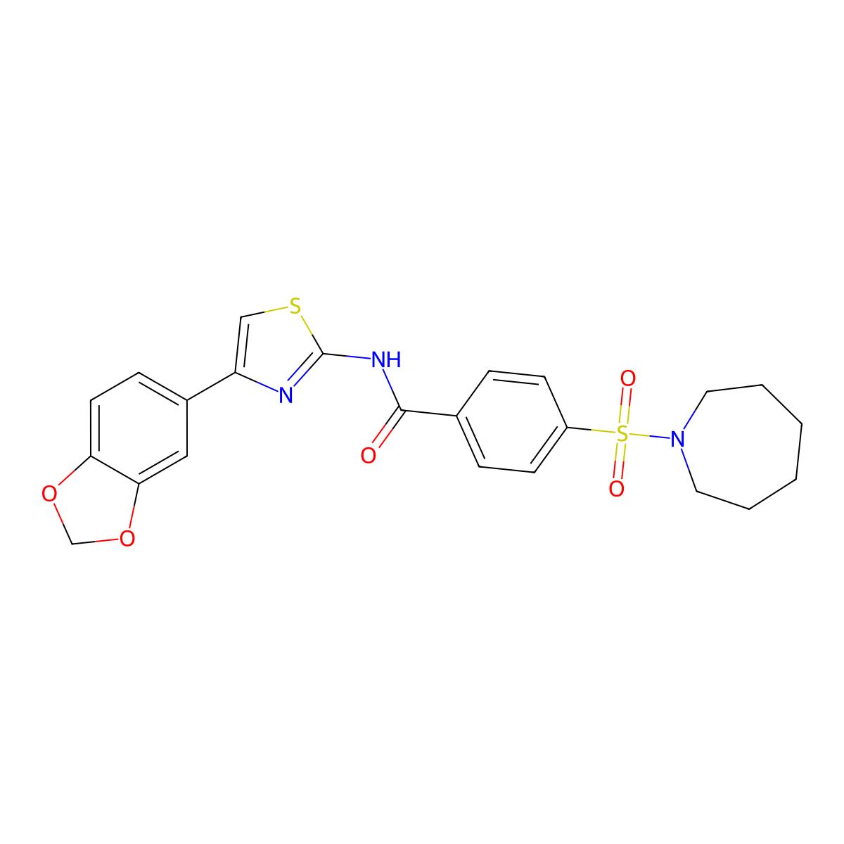 4-(azepan-1-ylsulfonyl)-N-(4-(benzo[d][1,3]dioxol-5-yl)thiazol-2-yl)benzamide molecular structure, CAS 477547-60-7