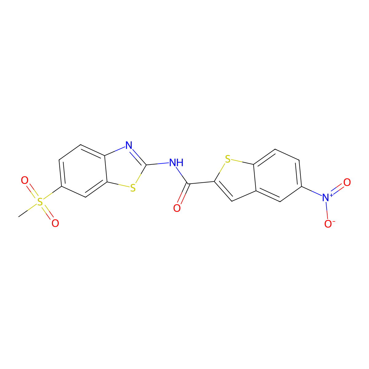 N-(6-(methylsulfonyl)benzo[d]thiazol-2-yl)-5-nitrobenzo[b]thiophene-2-carboxamide molecular structure, CAS 477548-10-0