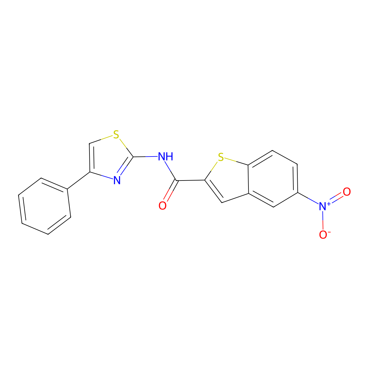 5-nitro-N-(4-phenyl-1,3-thiazol-2-yl)-1-benzothiophene-2-carboxamide molecular structure, CAS 477548-16-6