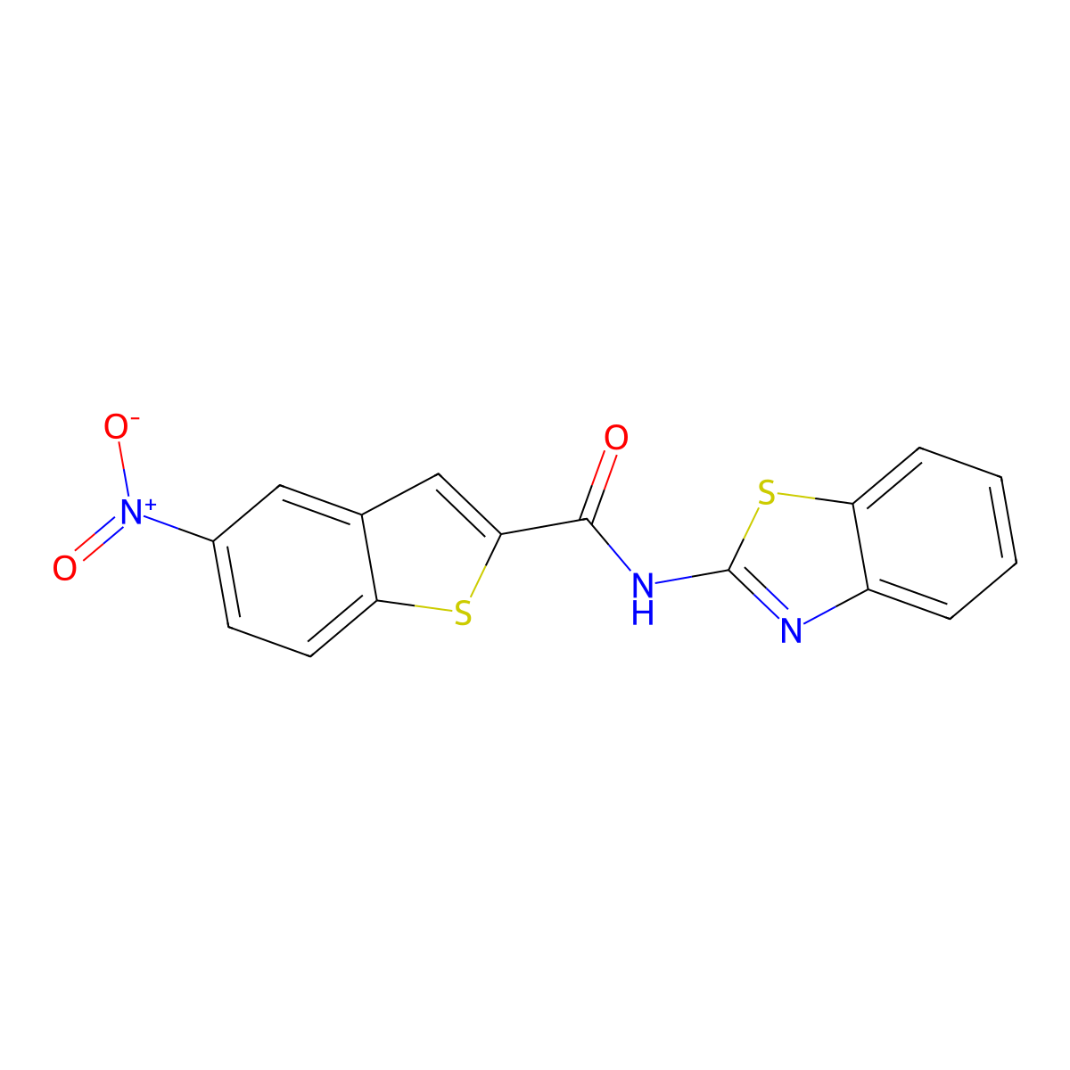 N-(1,3-benzothiazol-2-yl)-5-nitro-1-benzothiophene-2-carboxamide molecular structure, CAS 477548-18-8