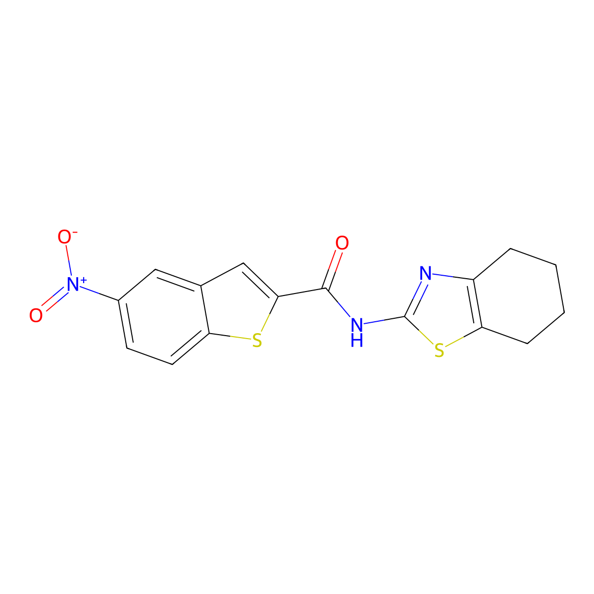 5-nitro-N-(4,5,6,7-tetrahydro-1,3-benzothiazol-2-yl)-1-benzothiophene-2-carboxamide molecular structure, CAS 477548-24-6