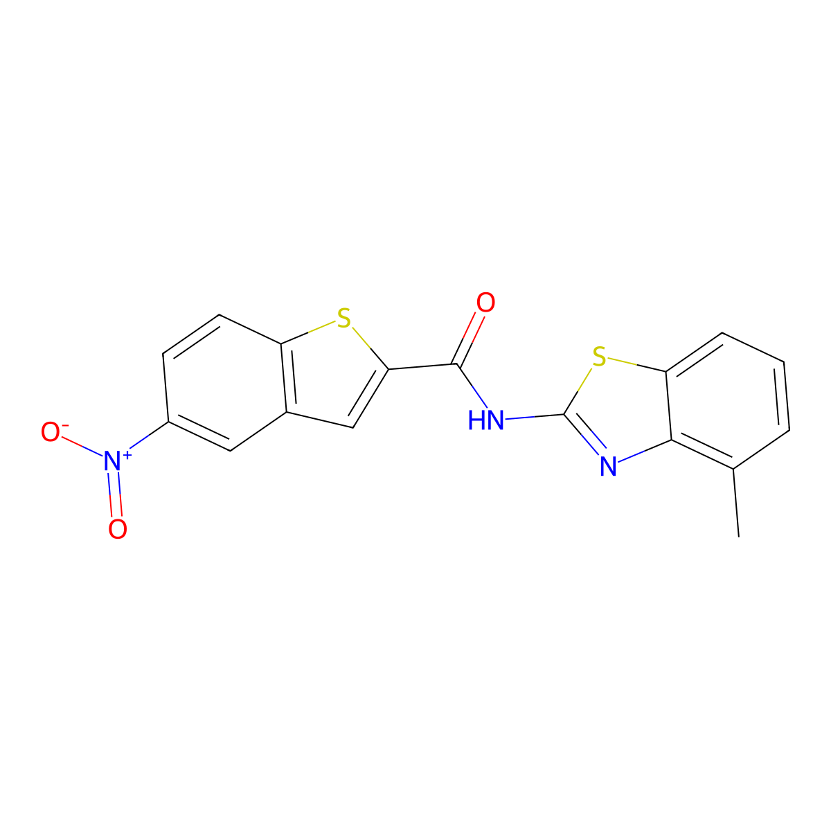 N-(4-methyl-1,3-benzothiazol-2-yl)-5-nitro-1-benzothiophene-2-carboxamide molecular structure, CAS 477548-25-7