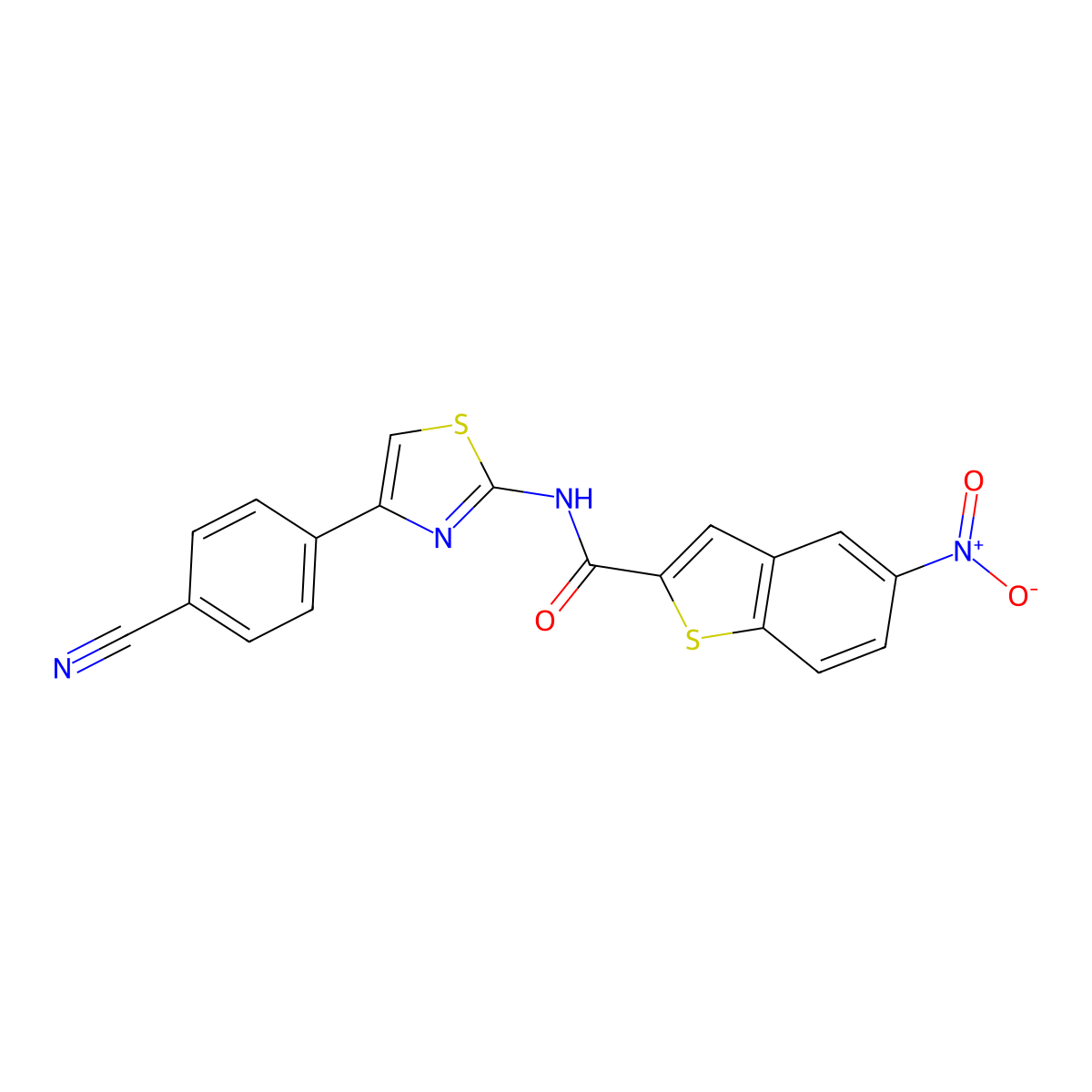 N-[4-(4-cyanophenyl)-1,3-thiazol-2-yl]-5-nitro-1-benzothiophene-2-carboxamide molecular structure, CAS 477548-41-7