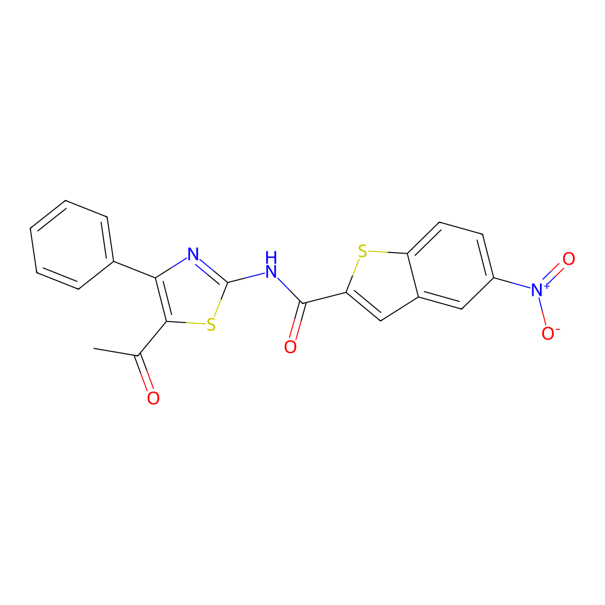 N-(5-acetyl-4-phenyl-1,3-thiazol-2-yl)-5-nitro-1-benzothiophene-2-carboxamide molecular structure, CAS 477548-44-0