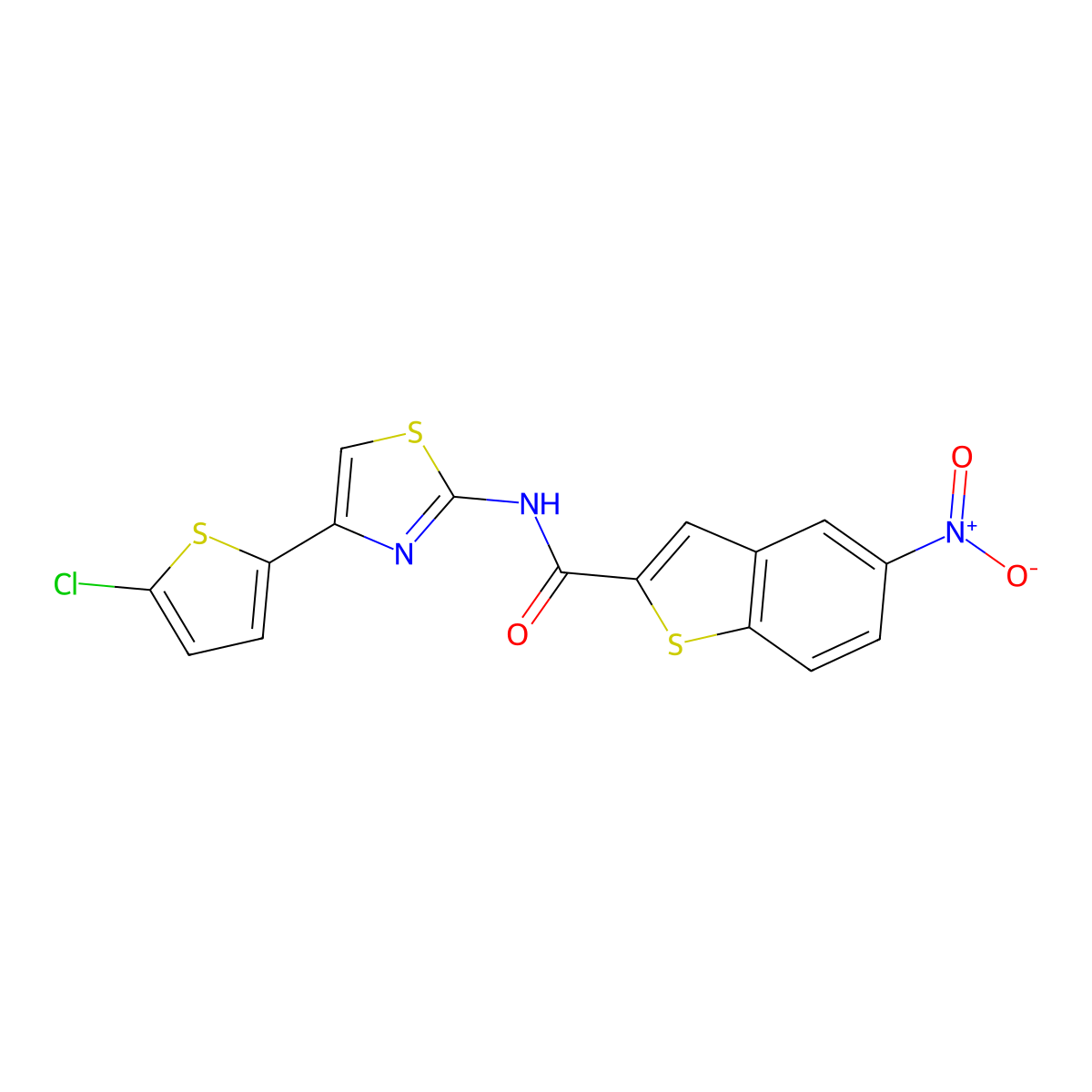 N-[4-(5-chlorothiophen-2-yl)-1,3-thiazol-2-yl]-5-nitro-1-benzothiophene-2-carboxamide molecular structure, CAS 477548-45-1