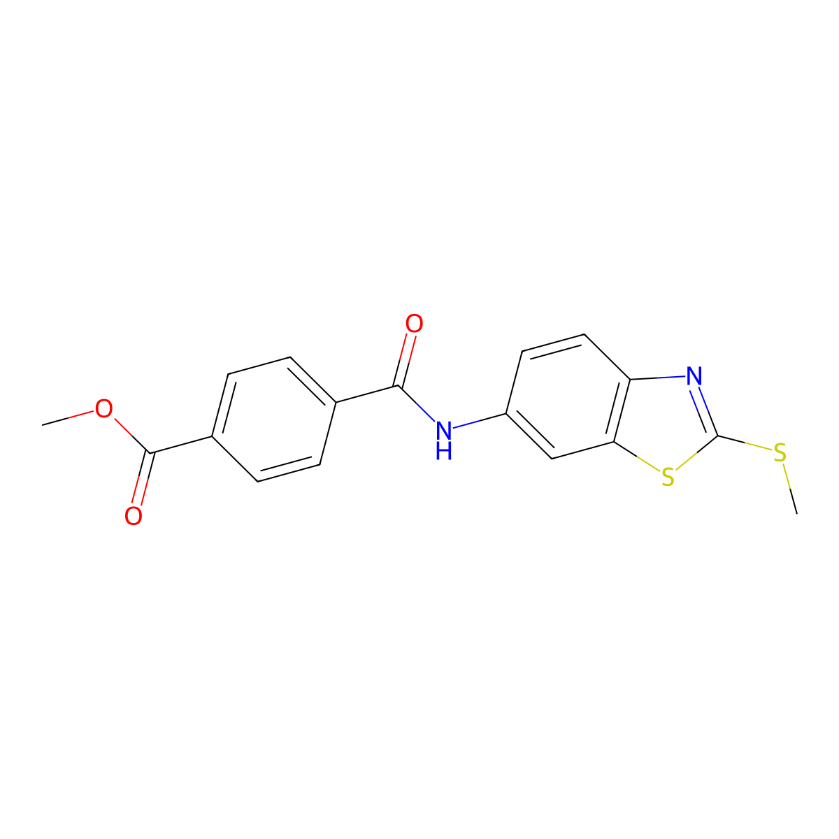 Methyl 4-((2-(methylthio)benzo[d]thiazol-6-yl)carbamoyl)benzoate molecular structure, CAS 477548-51-9