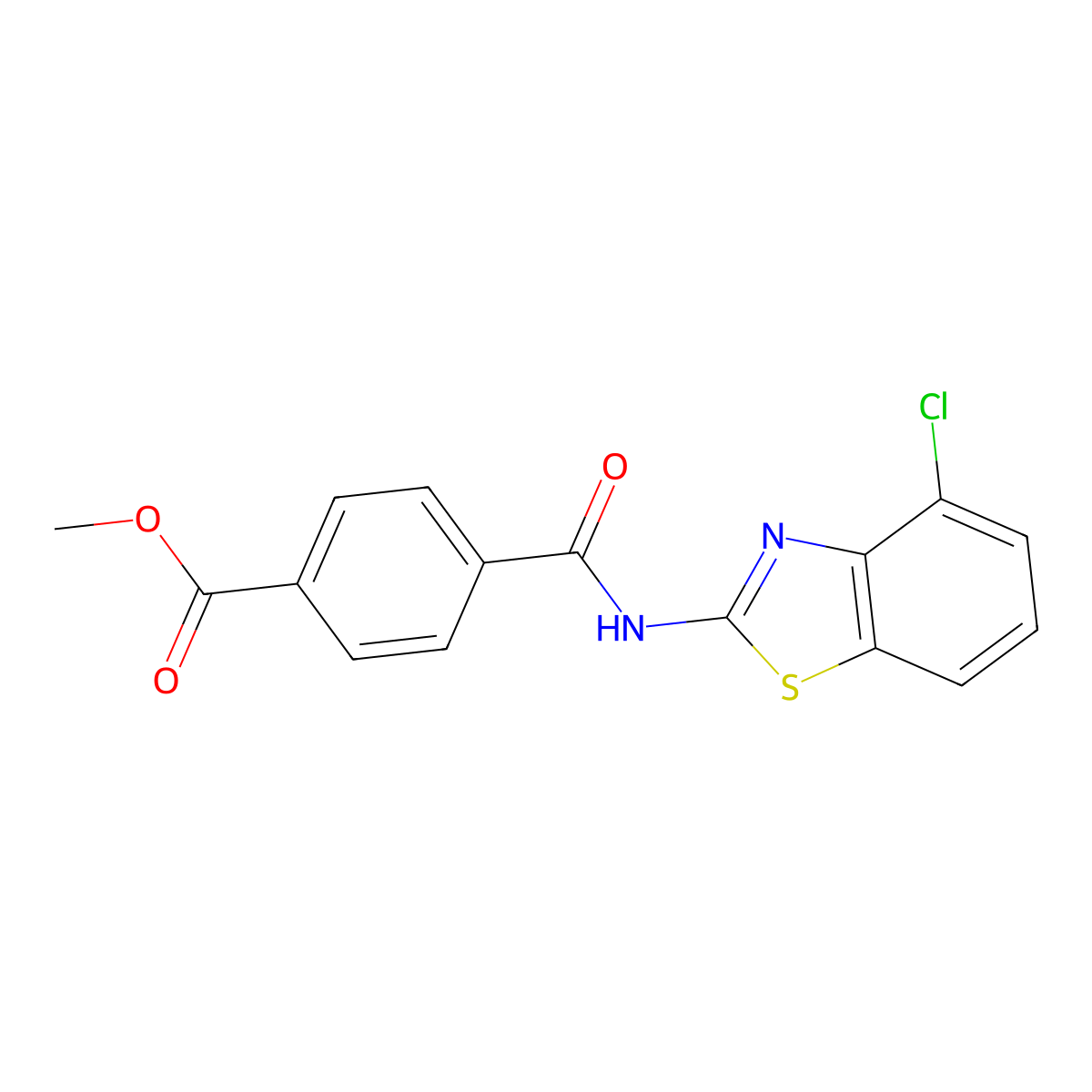 Methyl 4-[(4-chloro-1,3-benzothiazol-2-yl)carbamoyl]benzoate molecular structure, CAS 477548-52-0