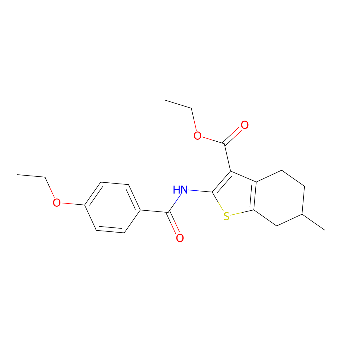 Ethyl 2-(4-ethoxybenzamido)-6-methyl-4,5,6,7-tetrahydrobenzo[b]thiophene-3-carboxylate molecular structure, CAS 477548-91-7