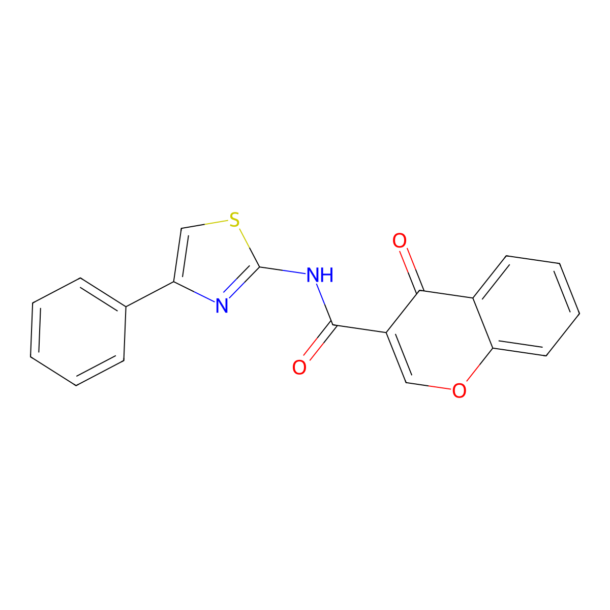 4-oxo-N-(4-phenylthiazol-2-yl)-4H-chromene-3-carboxamide molecular structure, CAS 477550-30-4