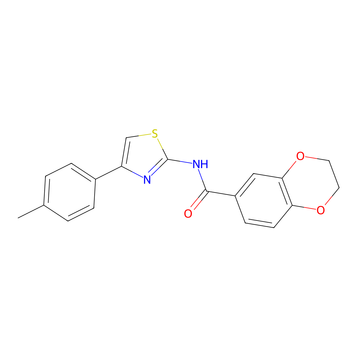 N-[4-(4-methylphenyl)-1,3-thiazol-2-yl]-2,3-dihydro-1,4-benzodioxine-6-carboxamide molecular structure, CAS 477550-34-8