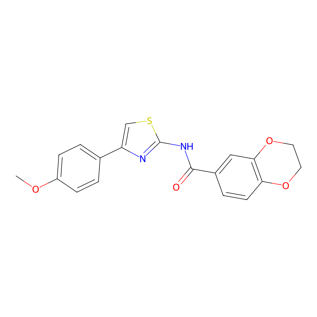 N-(4-(4-methoxyphenyl)thiazol-2-yl)-2,3-dihydrobenzo[b][1,4]dioxine-6-carboxamide molecular structure, CAS 477550-42-8
