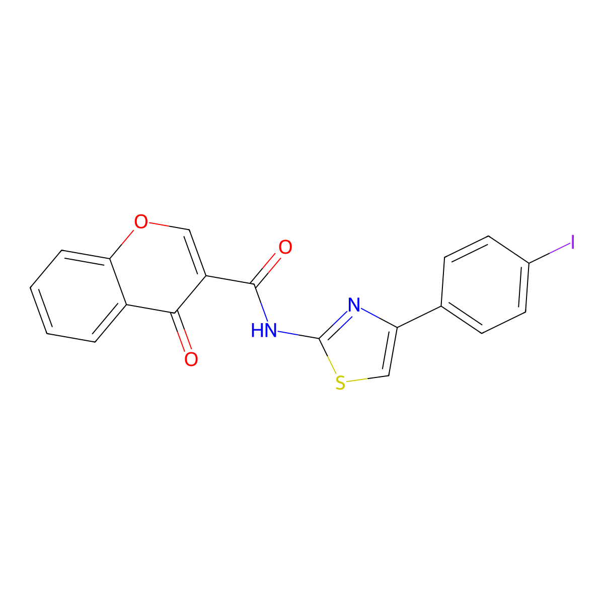N-(4-(4-iodophenyl)thiazol-2-yl)-4-oxo-4H-chromene-3-carboxamide molecular structure, CAS 477550-49-5