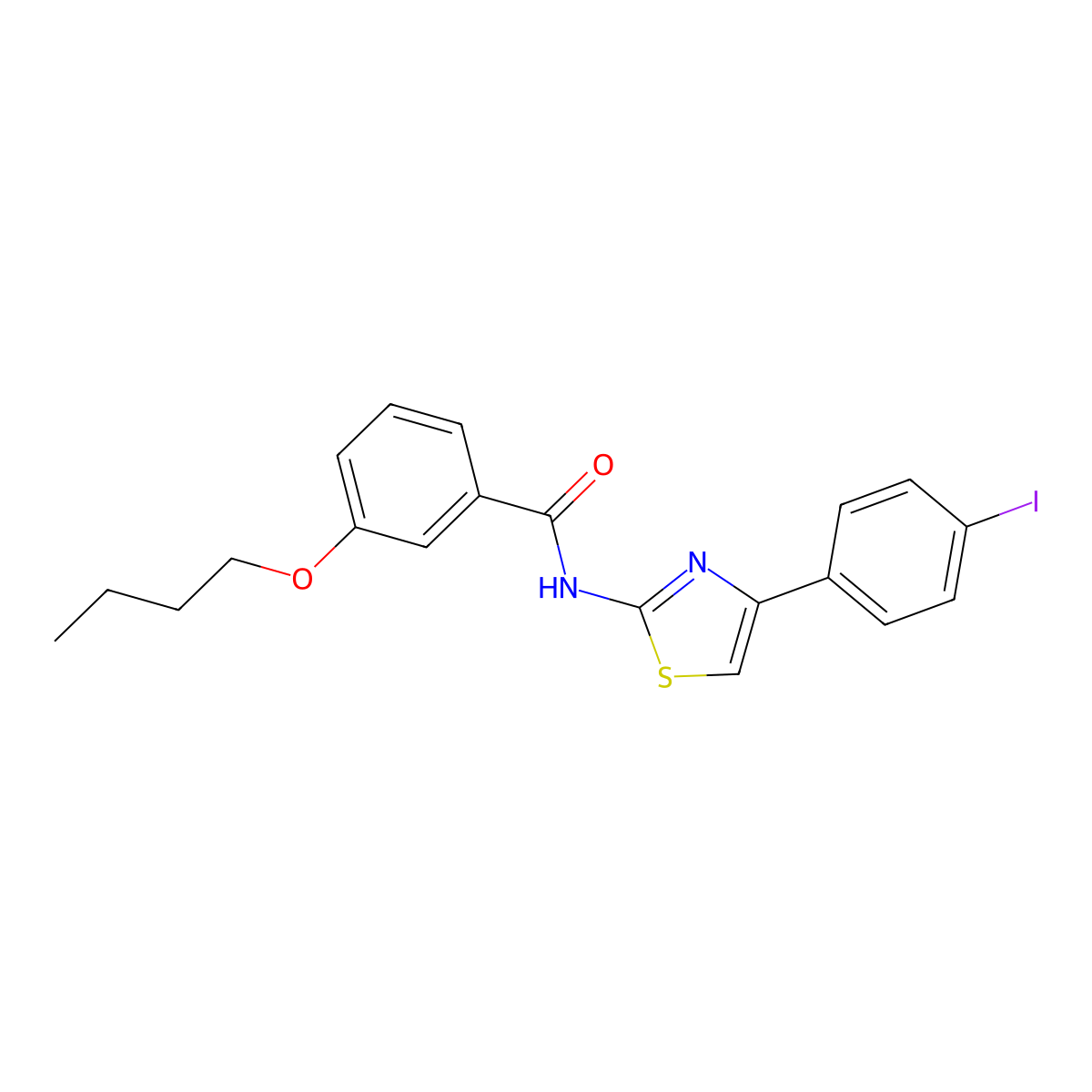 3-butoxy-N-[4-(4-iodophenyl)-1,3-thiazol-2-yl]benzamide molecular structure, CAS 477550-51-9
