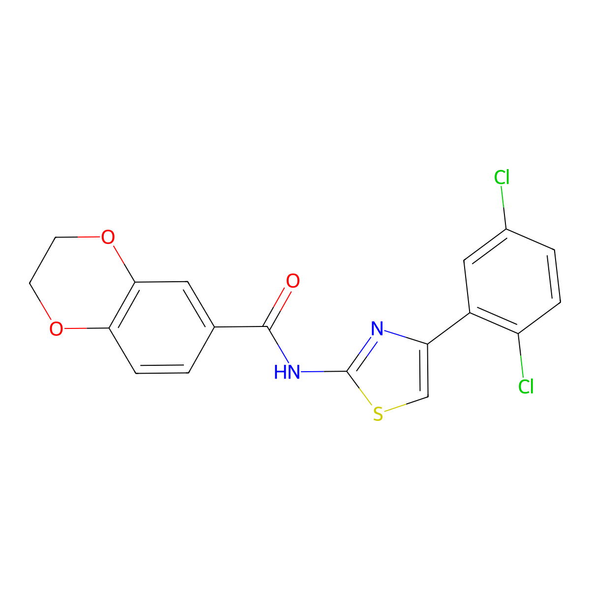 N-[4-(2,5-dichlorophenyl)-1,3-thiazol-2-yl]-2,3-dihydro-1,4-benzodioxine-6-carboxamide molecular structure, CAS 477550-78-0