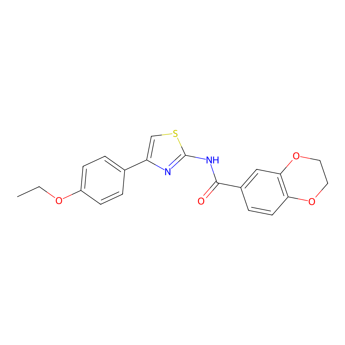 N-[4-(4-ethoxyphenyl)-1,3-thiazol-2-yl]-2,3-dihydro-1,4-benzodioxine-6-carboxamide molecular structure, CAS 477551-06-7