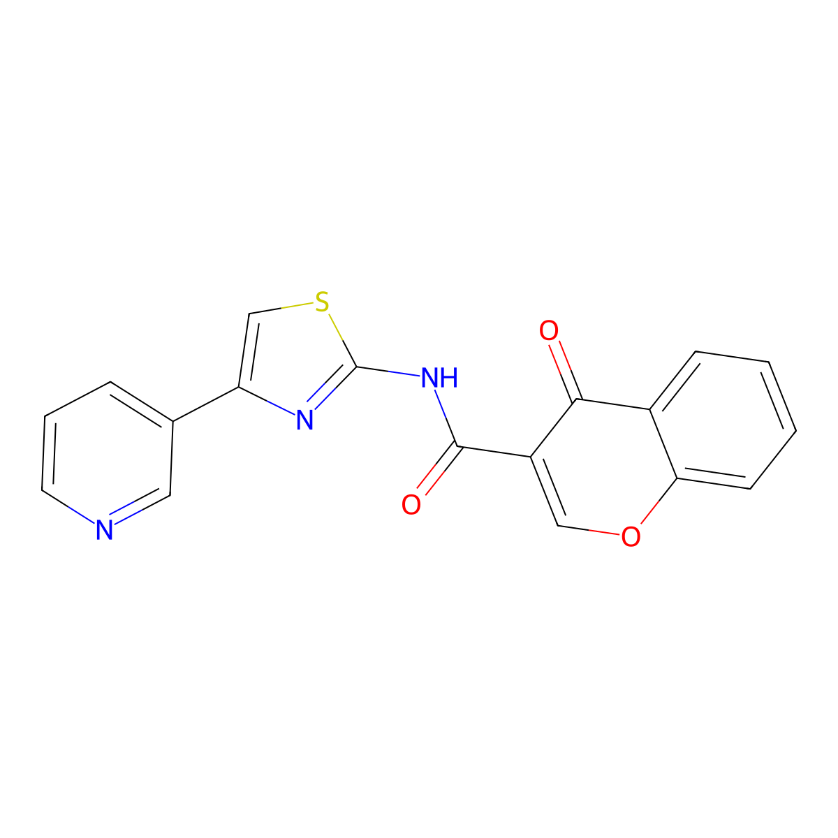 4-oxo-N-(4-pyridin-3-yl-1,3-thiazol-2-yl)chromene-3-carboxamide molecular structure, CAS 477551-40-9