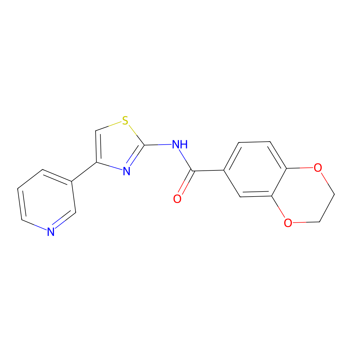 N-(4-(pyridin-3-yl)thiazol-2-yl)-2,3-dihydrobenzo[b][1,4]dioxine-6-carboxamide molecular structure, CAS 477551-41-0