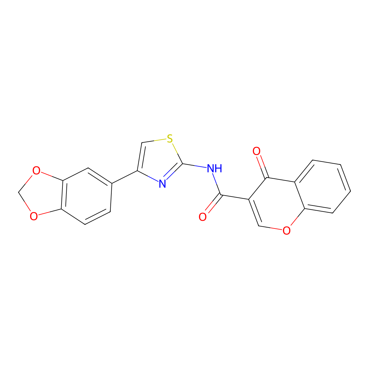 N-(4-(benzo[d][1,3]dioxol-5-yl)thiazol-2-yl)-4-oxo-4H-chromene-3-carboxamide molecular structure, CAS 477551-48-7