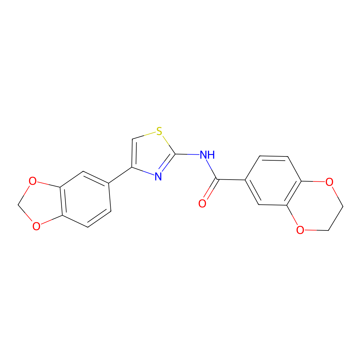 N-(4-(benzo[d][1,3]dioxol-5-yl)thiazol-2-yl)-2,3-dihydrobenzo[b][1,4]dioxine-6-carboxamide molecular structure, CAS 477551-49-8