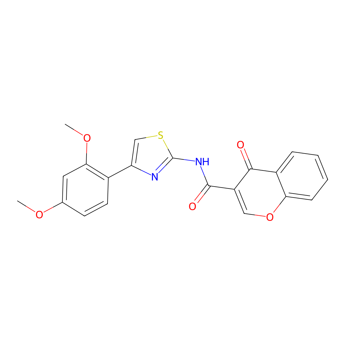 N-(4-(2,4-dimethoxyphenyl)thiazol-2-yl)-4-oxo-4H-chromene-3-carboxamide molecular structure, CAS 477551-52-3