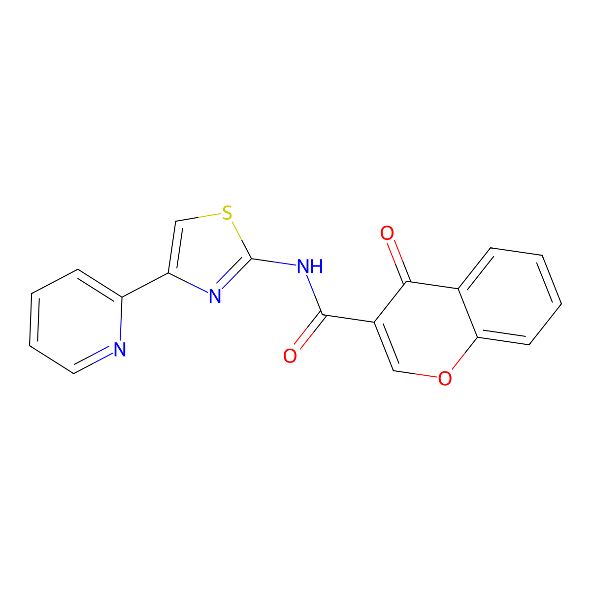 4-oxo-N-(4-(pyridin-2-yl)thiazol-2-yl)-4H-chromene-3-carboxamide molecular structure, CAS 477551-64-7