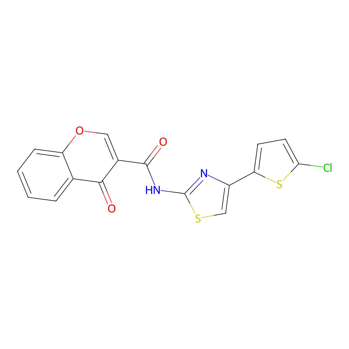 N-(4-(5-chlorothiophen-2-yl)thiazol-2-yl)-4-oxo-4H-chromene-3-carboxamide molecular structure, CAS 477551-83-0