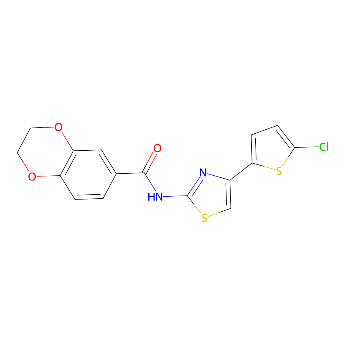 N-[4-(5-chlorothiophen-2-yl)-1,3-thiazol-2-yl]-2,3-dihydro-1,4-benzodioxine-6-carboxamide molecular structure, CAS 477551-84-1