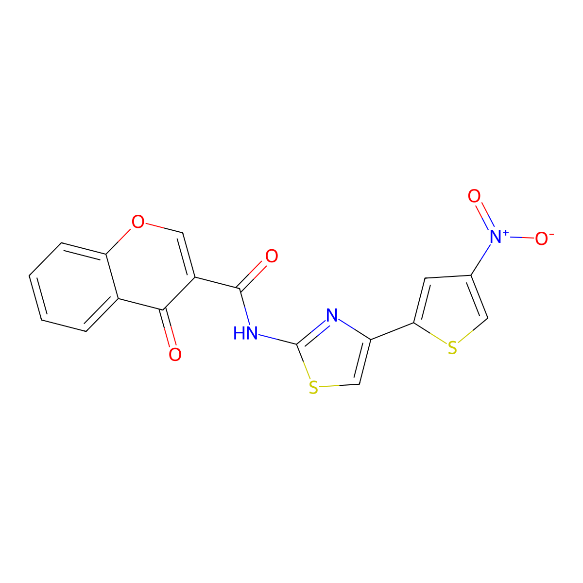N-(4-(4-nitrothiophen-2-yl)thiazol-2-yl)-4-oxo-4H-chromene-3-carboxamide molecular structure, CAS 477551-91-0