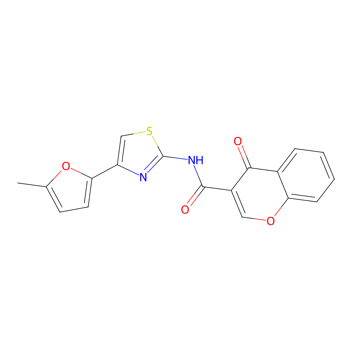N-(4-(5-methylfuran-2-yl)thiazol-2-yl)-4-oxo-4H-chromene-3-carboxamide molecular structure, CAS 477551-95-4