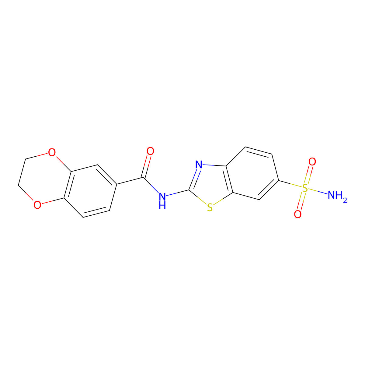N-(6-sulfamoyl-1,3-benzothiazol-2-yl)-2,3-dihydro-1,4-benzodioxine-6-carboxamide molecular structure, CAS 477553-66-5