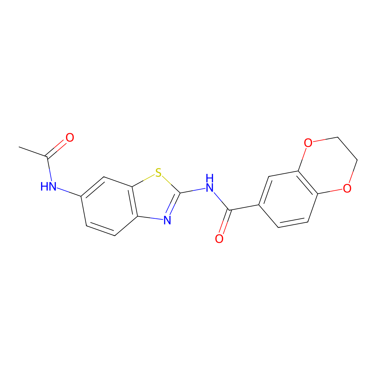 N-(6-acetamido-1,3-benzothiazol-2-yl)-2,3-dihydro-1,4-benzodioxine-6-carboxamide molecular structure, CAS 477553-68-7
