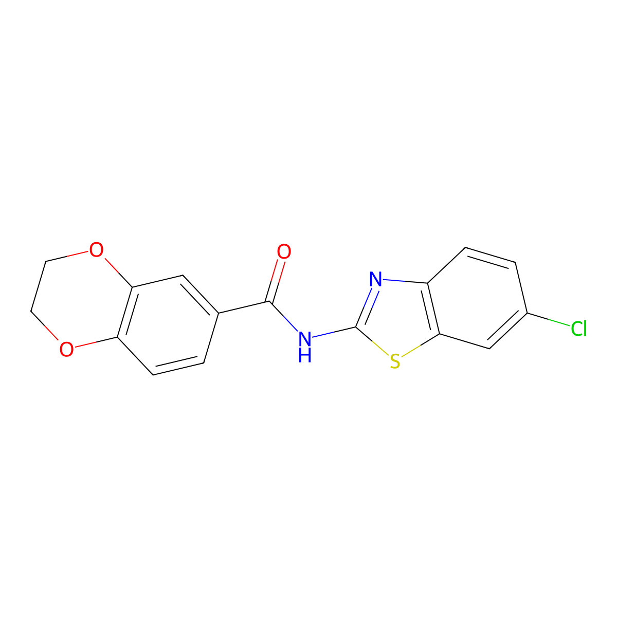 N-(6-chloro-1,3-benzothiazol-2-yl)-2,3-dihydro-1,4-benzodioxine-6-carboxamide molecular structure, CAS 477553-69-8