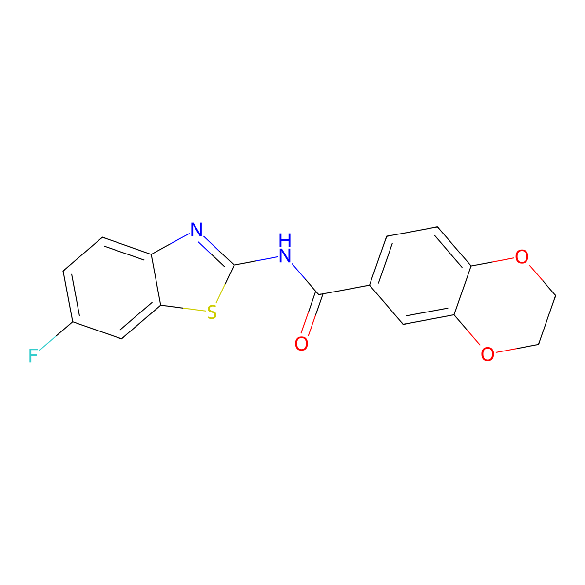 N-(6-fluoro-1,3-benzothiazol-2-yl)-2,3-dihydro-1,4-benzodioxine-6-carboxamide molecular structure, CAS 477553-71-2