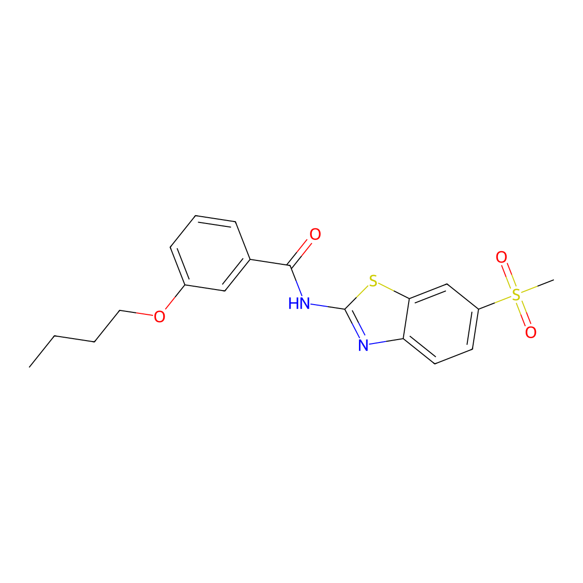 3-butoxy-N-(6-(methylsulfonyl)benzo[d]thiazol-2-yl)benzamide molecular structure, CAS 477553-75-6