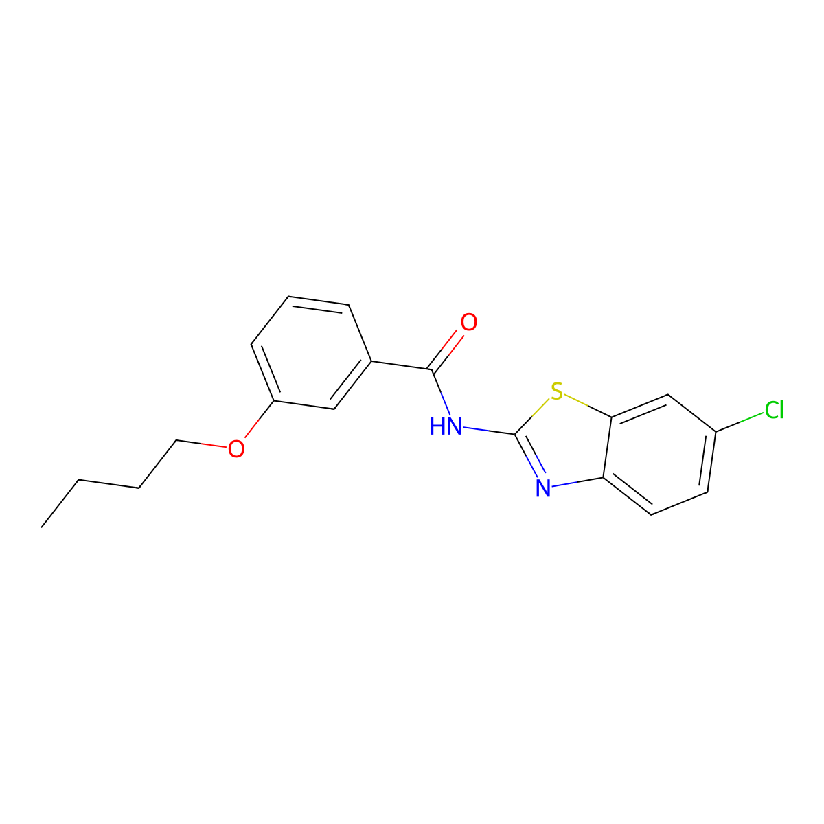 3-butoxy-N-(6-chloro-1,3-benzothiazol-2-yl)benzamide molecular structure, CAS 477553-77-8