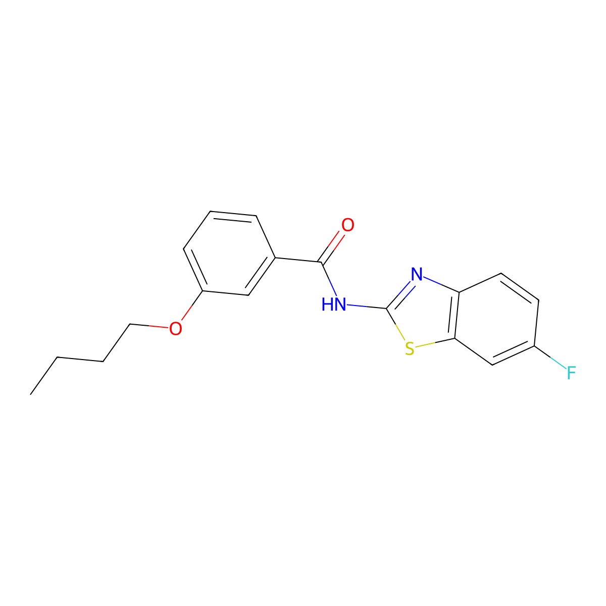 3-butoxy-N-(6-fluorobenzo[d]thiazol-2-yl)benzamide molecular structure, CAS 477553-79-0