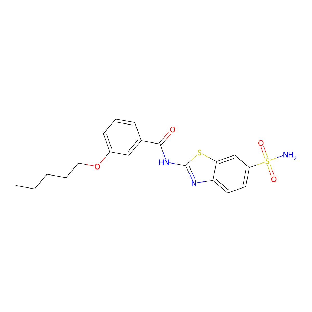 3-(pentyloxy)-N-(6-sulfamoylbenzo[d]thiazol-2-yl)benzamide molecular structure, CAS 477553-83-6