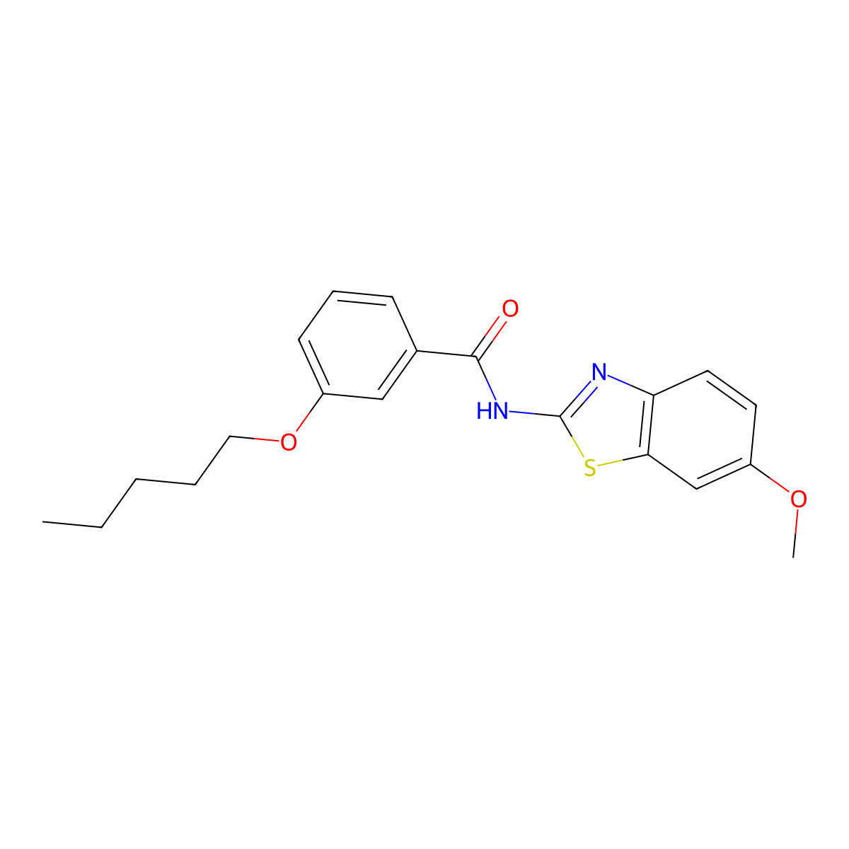 N-(6-methoxybenzo[d]thiazol-2-yl)-3-(pentyloxy)benzamide molecular structure, CAS 477553-89-2