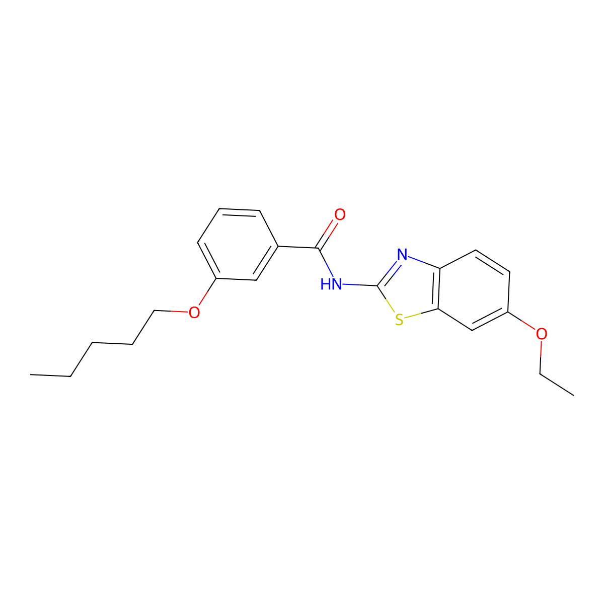 N-(6-ethoxybenzo[d]thiazol-2-yl)-3-(pentyloxy)benzamide molecular structure, CAS 477553-90-5