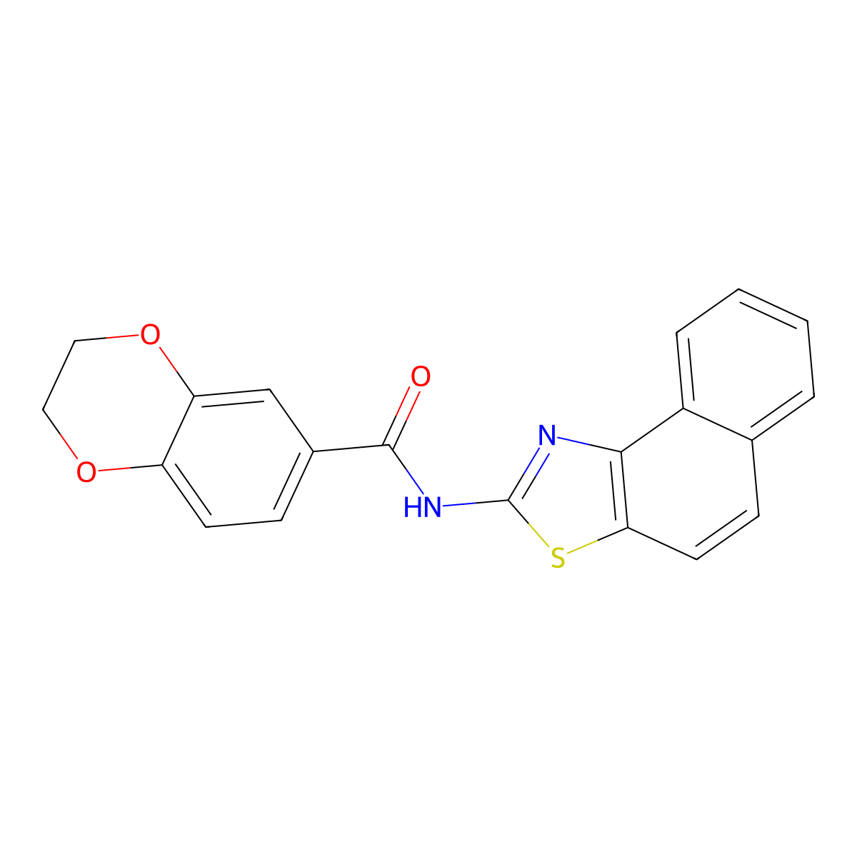 N-benzo[e][1,3]benzothiazol-2-yl-2,3-dihydro-1,4-benzodioxine-6-carboxamide molecular structure, CAS 477554-09-9